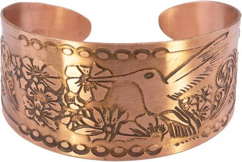 سوار من النحاس الصلب مع طائر طنان وزخارف نباتية، سوار الكفة المدبب ذو الطراز الريفي العتيق in Kuwait