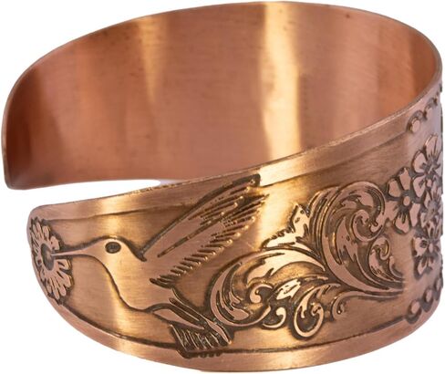 سوار من النحاس الصلب مع طائر طنان وزخارف نباتية، سوار الكفة المدبب ذو الطراز الريفي العتيق in Kuwait