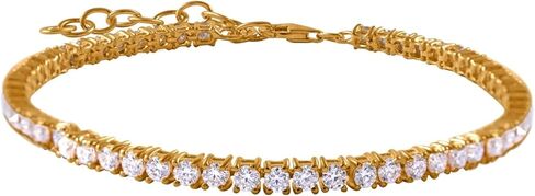 Moissanite Tennis Bracelet 4.5ct-8.5ct Adjustable Bracelet for Women White/Yellow S925 Sterling Silver Tennis Bracelet EF Color VS Round Cut Moissanite Bracelet Gifts for Wife/Mom in Kuwait