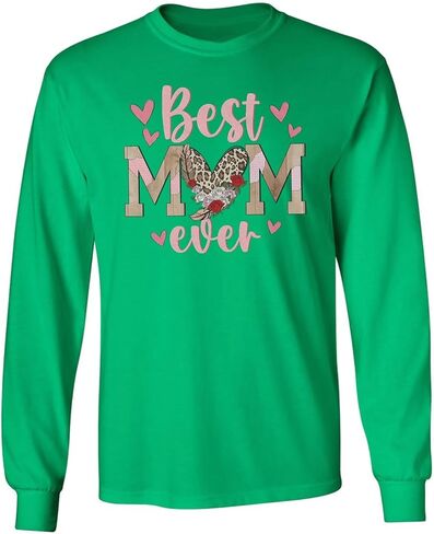 Best Mom Ever - Wood & Heart Design Mothers Day Long Sleeve T-Shirt in Kuwait