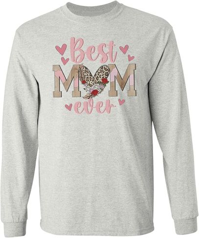 Best Mom Ever - Wood & Heart Design Mothers Day Long Sleeve T-Shirt in Saudi Arabia