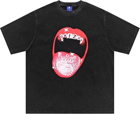 Vintage Graphic Oversized T-Shirt for Men and Women Cotton Casual Tee Crew Neck Streetwear Aesthetic Tops in Saudi Arabia