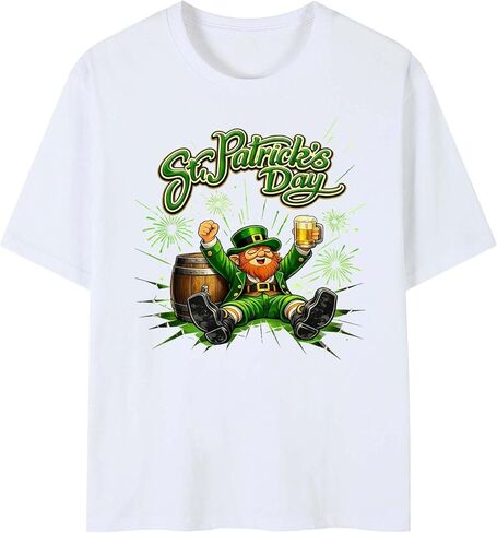 St Patrick’s Day Funny Irish Beer Shirt Lucky Leprechaun Graphic T Shirt Holiday Party Gift for Men Women in Saudi Arabia