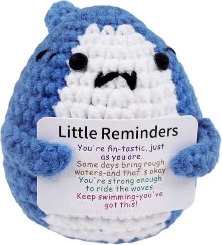 Positive Crochet Shark Gifts, Shark Lovers Birthday Gift for Women Men,Crocheted Emotional Support Animal Encouragement Sea Animals Present with Comfort Support Message in Saudi Arabia