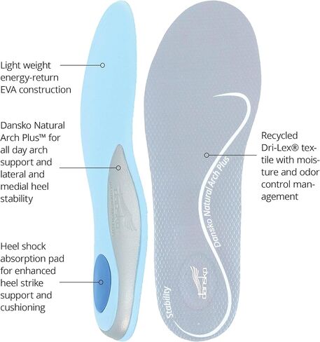 Dansko Women's Trimmable All-Day Comfort Active Footbed with Dansko Natural Arch Technology - Lightweight EVA for Flexibility and Softness, Arch Stabilizer for All-Day Support Medium in Saudi Arabia