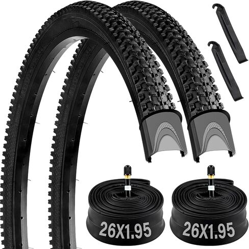 إطار دراجة مقاس 26 بوصة، عبوتان مقاس 26 × 1.95 26 × 2.125 إطار دراجة مع صمام شريدر، إطار دراجة وأنبوب مع رافعتين للإطارات، إطار دراجة جبلية قابل للطي لإطارات وأنابيب الدراجات مقاس 26 × 1.95/2.0/2.1/2.125/2.25 in Kuwait