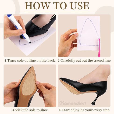 فراميندينو، 4 قطع من وسادات حماية نعل الحذاء السفلية للأحذية غير قابلة للانزلاق وغطاء سفلي للأحذية للنساء ذات الكعب العالي (بيج) in Kuwait