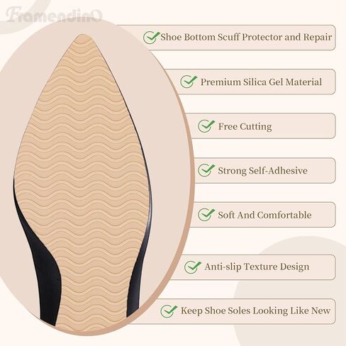 فراميندينو، 4 قطع من وسادات حماية نعل الحذاء السفلية للأحذية غير قابلة للانزلاق وغطاء سفلي للأحذية للنساء ذات الكعب العالي (بيج) in Kuwait