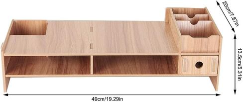 Wooden Monitor Stand, Laptop Stand for Desk, Heavy Duty Computer Screen Support with Large Storage Shelf, Modern Office Desk Organizer for Home and Work in Kuwait