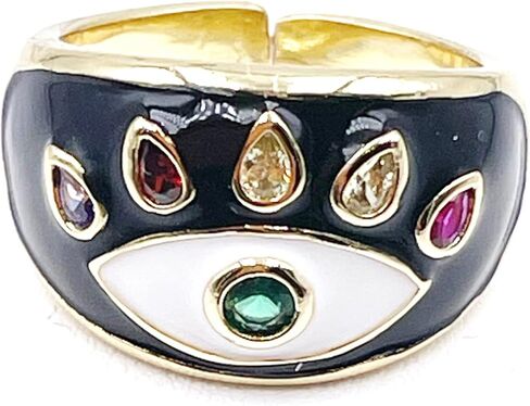 Evil Eye Enamel Big Size Ring for Women in Saudi Arabia