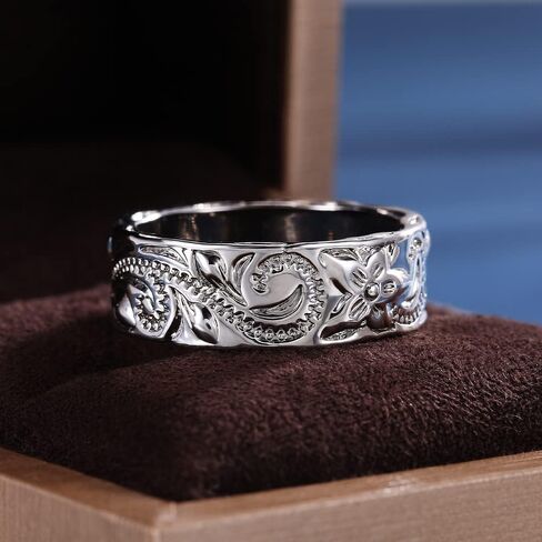 Tuwiqsdi Vine Ring Fashion Jewelry 925 Sterling Silver Minimalist Relief Vine Flower Ring Band Size 5-12 for Women(9) in Saudi Arabia