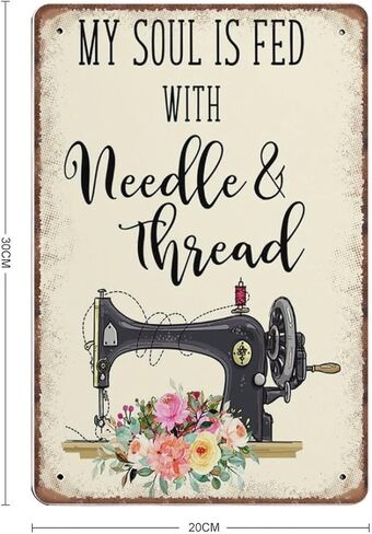 علامة معدنية يتم تغذية روحي بإبرة وخيط ديكور خياطة ملهمة هدية لخياط الخياطة أو علامات القصدير اللحاف خمر بار رجل الكهف المرآب المطبخ ديكور المنزل جدار الفن 8x12 بوصة in Kuwait