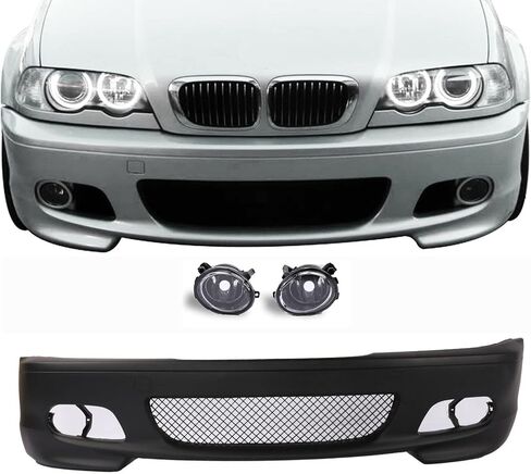 المصد الأمامي طراز PENSUN MTECH مناسب لـ 2000-2006 BMW E46 330ci 325ci 2 باب كوبيه مع أضواء الضباب in Saudi Arabia