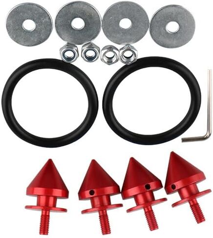 4 Pcs Universal Aluminum Bumper Quick Release Fasteners for Car Sharp anti-collision Fasteners Washers Kit for Car Front Rear Bumper Trunk Fender Hatch Lids (Red) in Saudi Arabia