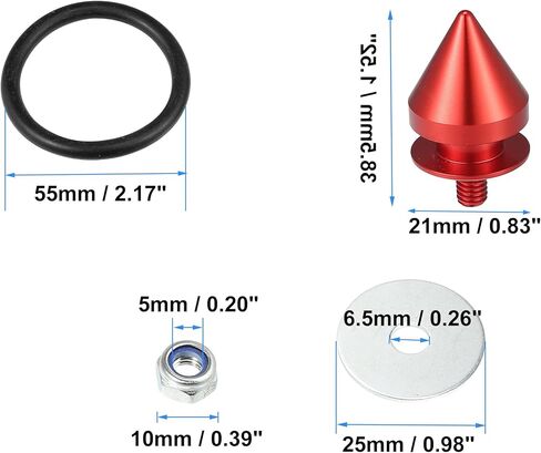 4 Pcs Universal Aluminum Bumper Quick Release Fasteners for Car Sharp anti-collision Fasteners Washers Kit for Car Front Rear Bumper Trunk Fender Hatch Lids (Red) in Saudi Arabia