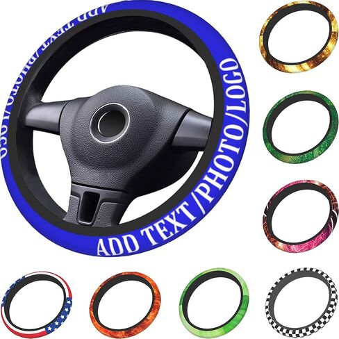 Personalized Car Steering Wheel Cover,Your Design Custom Car Steering Wheel Covers Add Text/Photo/Logo,Black in Saudi Arabia
