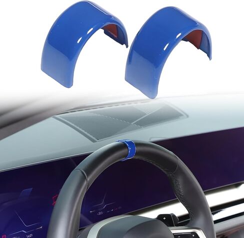 ملصق غطاء دائرة عجلة القيادة المركزية لملحقات 2024-2026 BMW 5 Series i5 G60 G68 530i 540i، لوحة دليل مركزية علوية ABS دائرية (أزرق) in Kuwait