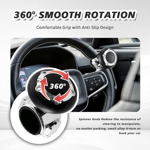 1 Pack Steering Wheel Knob Spinner, Suicide Knob for Steering Wheel, Boat Steer Wheels Up to 1.6" Vehicle Power Handle Ball for Effortless Spinning Universal for Truck Semi Tractor in Kuwait