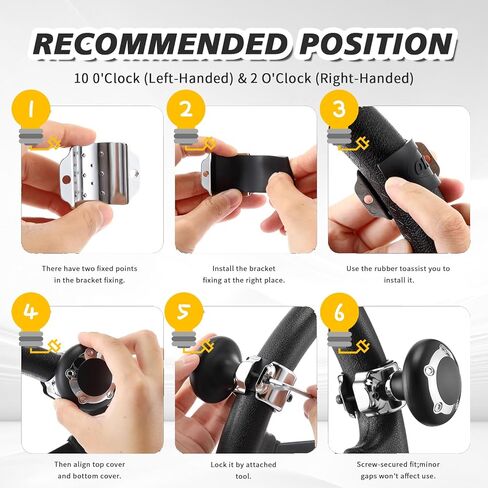 1 Pack Steering Wheel Knob Spinner, Suicide Knob for Steering Wheel, Boat Steer Wheels Up to 1.6" Vehicle Power Handle Ball for Effortless Spinning Universal for Truck Semi Tractor in Kuwait