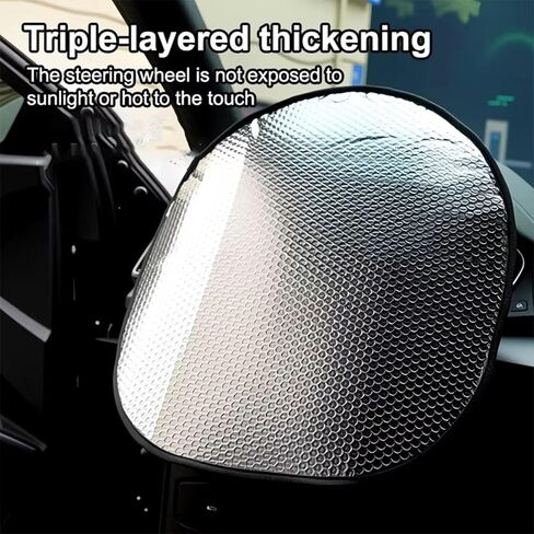 Car Steering Wheel Sun Shade Cover for Subaru Forester 2015-2026 Foldable Aluminum Foil Heat Insulation Protector UV Protection Accessories in Kuwait