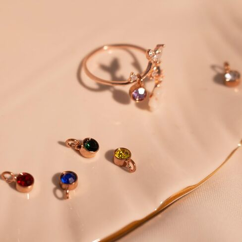 خاتم زهرة الولادة لمتلازمة القلب من الفضة الإسترليني عيار 925 - خاتم ساكورا من أم اللؤلؤ، خاتم زهور رقيق قابل للتعديل، هدية شخصية لحجر الميلاد لها in Kuwait