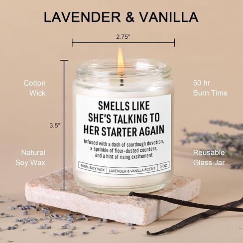 Funny Sourdough Starter Candle, Sourdough Gifts for Women, Unique Gifts for Sourdough Bakers, Bread Makers, Enthusiasts & Lovers, Sour Dough Accessories, Birthday, Mothers Day Baking Presents in Saudi Arabia