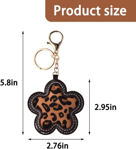 Leopard Printed Flower Shaped Keychain Cheetah Print Floral Bag Charm Flower Pendant Keyring for Women Backpack Purse Handbag Decor Bags Charm Accessories Keys Holder Car Door Key Organizer in Kuwait