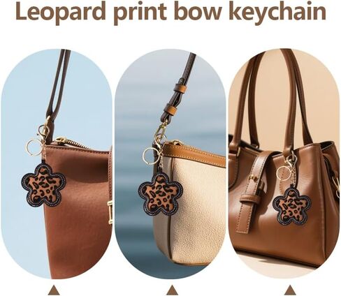 Leopard Printed Flower Shaped Keychain Cheetah Print Floral Bag Charm Flower Pendant Keyring for Women Backpack Purse Handbag Decor Bags Charm Accessories Keys Holder Car Door Key Organizer in Kuwait
