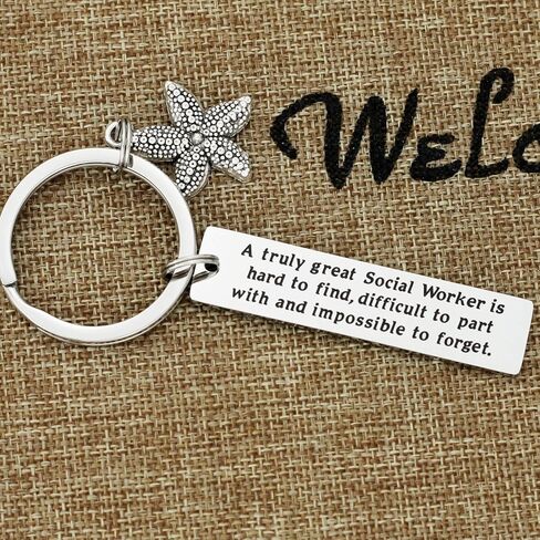 Kivosliviz Social Worker Gifts for Women Keychain A Truly Great Social Worker is Hard to Find Sea Jewelry for Social Work Appreciation in Saudi Arabia