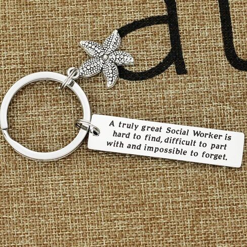 Kivosliviz Social Worker Gifts for Women Keychain A Truly Great Social Worker is Hard to Find Sea Jewelry for Social Work Appreciation in Saudi Arabia