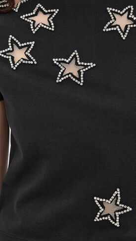 alice + olivia Women's Cindy Classic Cropped Tee with Crystal Star Cutouts in Saudi Arabia