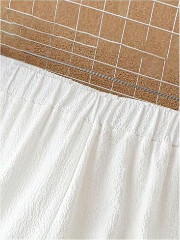 WDIRARA Women's Elastic Waist Wide Leg Pants Boho Hollow Eyelet Embroidered Loose Pants in Kuwait