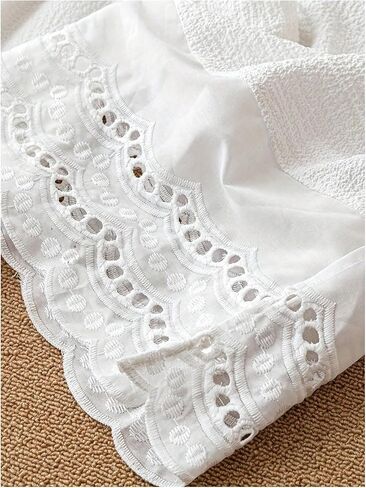 WDIRARA Women's Elastic Waist Wide Leg Pants Boho Hollow Eyelet Embroidered Loose Pants in Kuwait