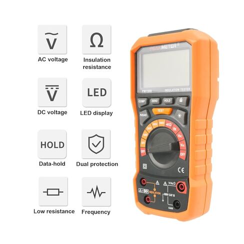 مقياس الضغط الرقمي، جهاز اختبار مقاومة العزل، 50 فولت/100 فولت/250 فولت/500 فولت/1000 فولت للمعدات الكهربائية ومقاومة العزل حتى 100 جيجا أوم مع PI/DAR، واختبار التردد والجهد المنخفض in Kuwait