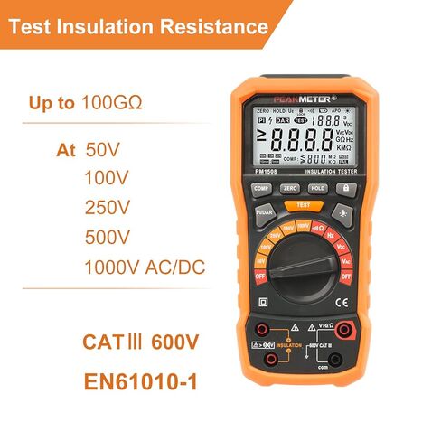 مقياس الضغط الرقمي، جهاز اختبار مقاومة العزل، 50 فولت/100 فولت/250 فولت/500 فولت/1000 فولت للمعدات الكهربائية ومقاومة العزل حتى 100 جيجا أوم مع PI/DAR، واختبار التردد والجهد المنخفض in Kuwait