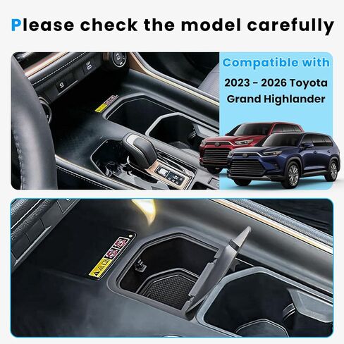 2PCS Center Console Cup Holder Organizer Compatible with 2023 2024 2025 2026 Toyota Grand Highlander Insert Coin Storage Box Interior Accessories in Kuwait