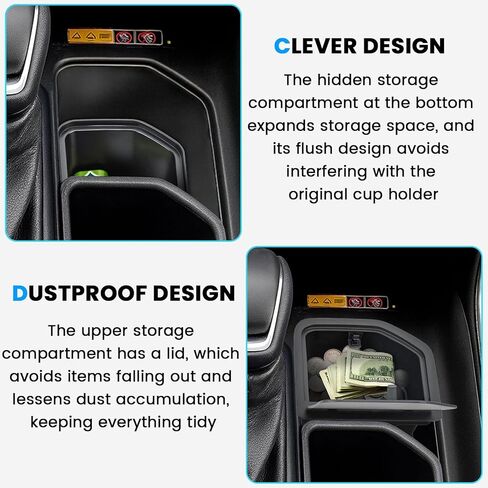 2PCS Center Console Cup Holder Organizer Compatible with 2023 2024 2025 2026 Toyota Grand Highlander Insert Coin Storage Box Interior Accessories in Kuwait