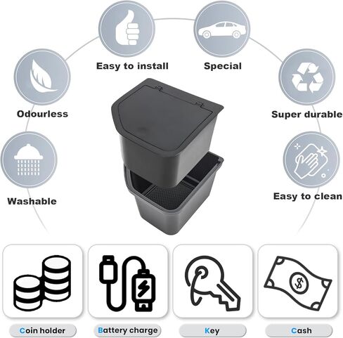 2PCS Center Console Cup Holder Organizer Compatible with 2023 2024 2025 2026 Toyota Grand Highlander Insert Coin Storage Box Interior Accessories in Kuwait