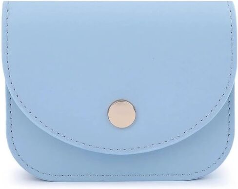 محفظة Pur Blue PU صغيرة رفيعة وبسيطة لمنع RFID للنساء مع بطاقة ائتمان نحيفة ذات سحاب للعملات المعدنية ذات سعة كبيرة in Saudi Arabia