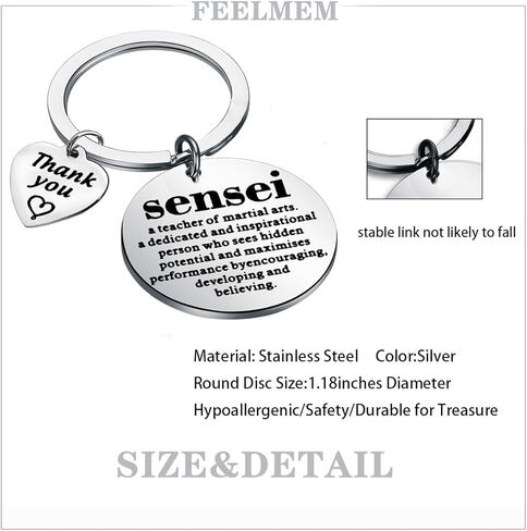 FEELMEM Sensei Noun Definition Keychain Taekwondo Lover Jewelry Martial Art Coach Gift Taewkondo Instructor Thank You Gift in Saudi Arabia