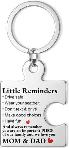 Gifts for 16 Year Old Son Daughter, Drive Safe Puzzle Keychain for Teens Boys Girls Daughter Son, New Driver Gifts for Birthday Christmas - Silver in Kuwait