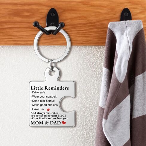 Gifts for 16 Year Old Son Daughter, Drive Safe Puzzle Keychain for Teens Boys Girls Daughter Son, New Driver Gifts for Birthday Christmas - Silver in Kuwait