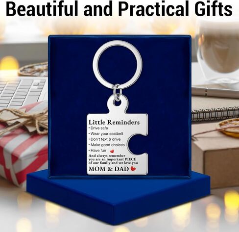 Gifts for 16 Year Old Son Daughter, Drive Safe Puzzle Keychain for Teens Boys Girls Daughter Son, New Driver Gifts for Birthday Christmas - Silver in Kuwait