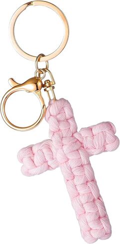Knit Cross keychain Christian Gifts for Women Men Religious Gifts Bohe Backpack Charms Christian Keychain in Saudi Arabia