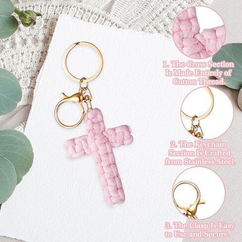 Knit Cross keychain Christian Gifts for Women Men Religious Gifts Bohe Backpack Charms Christian Keychain in Saudi Arabia