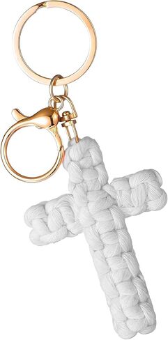 Knit Cross keychain Christian Gifts for Women Men Religious Gifts Bohe Backpack Charms Christian Keychain in Saudi Arabia