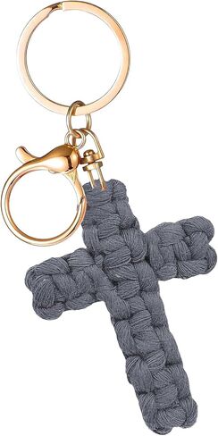 Knit Cross keychain Christian Gifts for Women Men Religious Gifts Bohe Backpack Charms Christian Keychain in Saudi Arabia