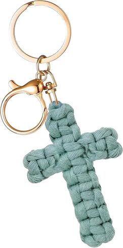 Knit Cross keychain Christian Gifts for Women Men Religious Gifts Bohe Backpack Charms Christian Keychain in Saudi Arabia