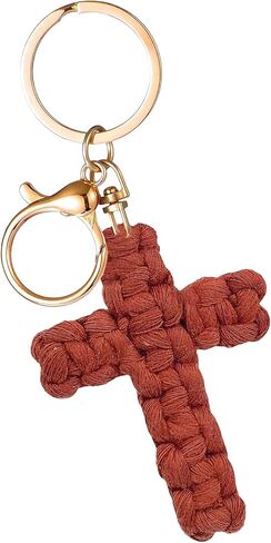 Knit Cross keychain Christian Gifts for Women Men Religious Gifts Bohe Backpack Charms Christian Keychain in Saudi Arabia