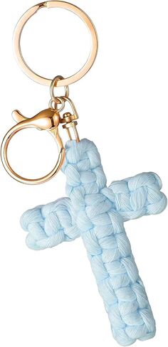 Knit Cross keychain Christian Gifts for Women Men Religious Gifts Bohe Backpack Charms Christian Keychain in Saudi Arabia